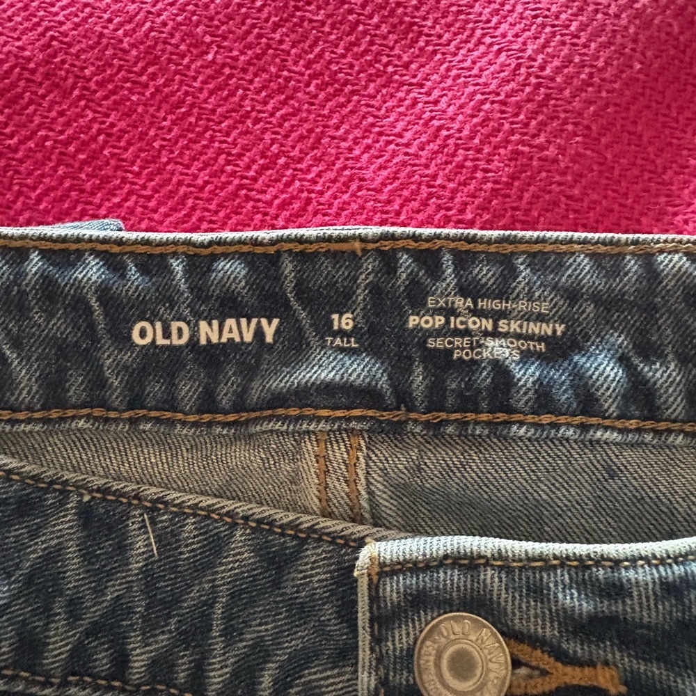 Old Navy Pop Icon Skinny Jeans 16 Tall Extra High Rise Dark Wash Blue - Picture 2 of 2